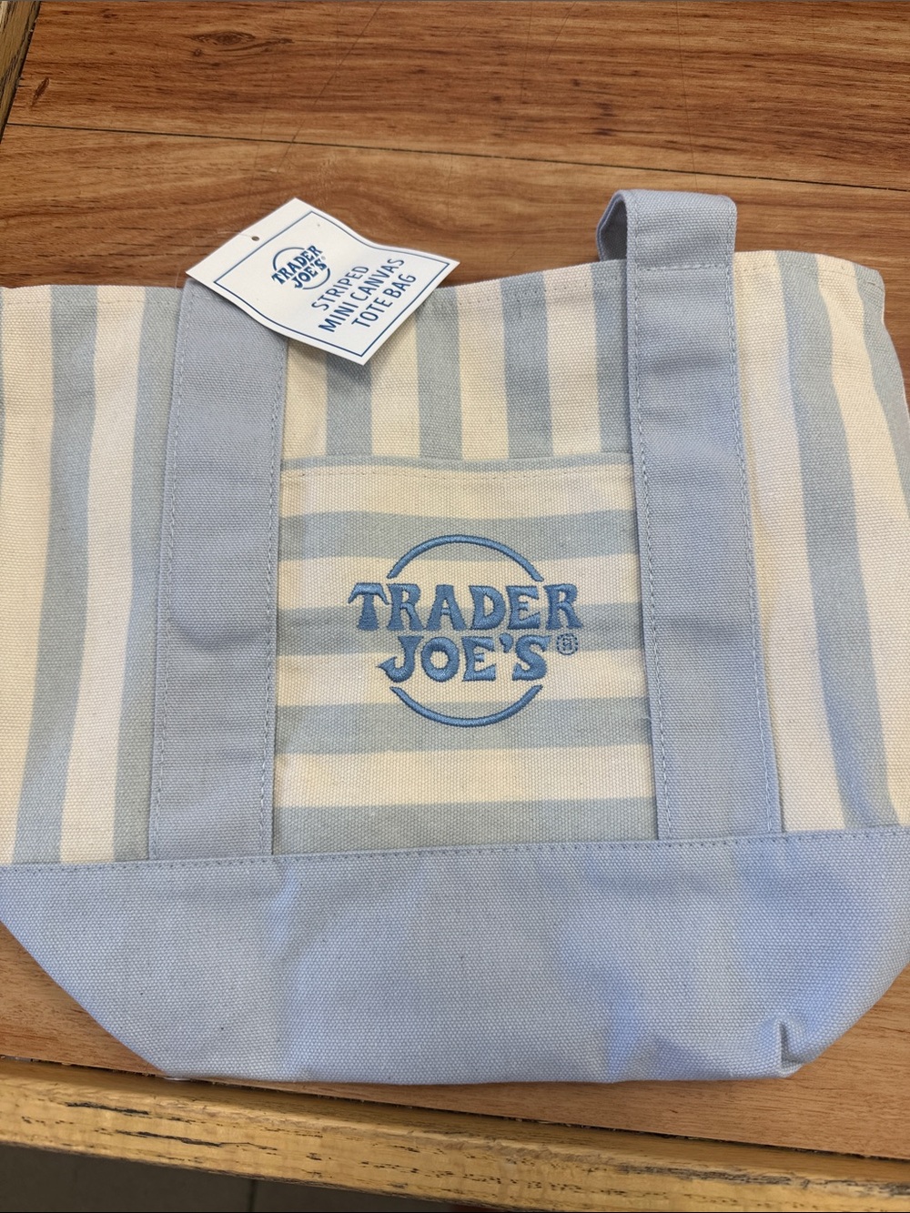 Trader Joe's Women's Blue & White Striped Tote Bag